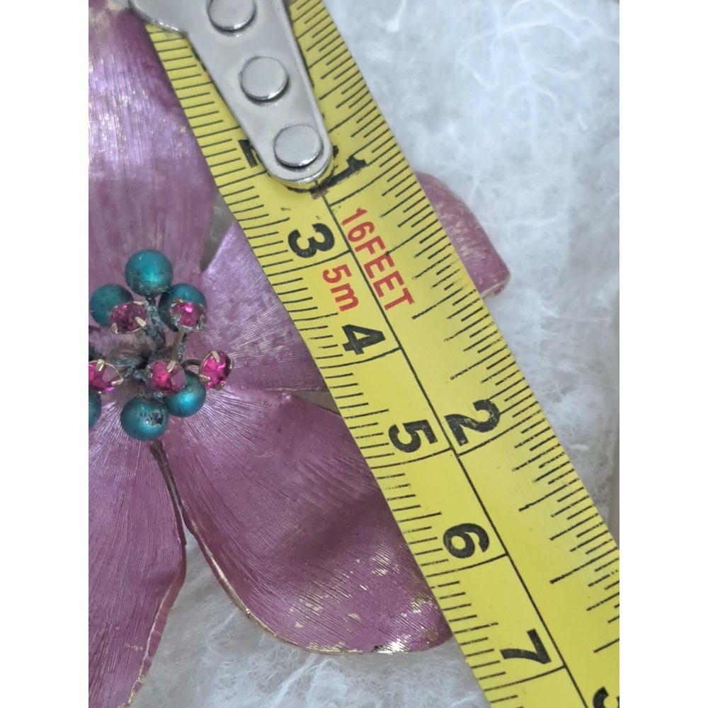Vintage KRAMER Of New York Luminous Enamel Forget Me Not Flower Pin Brooch - Picture 3 of 4
